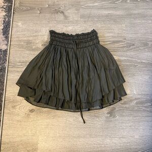 Chic Green Layered A-Line Skirt